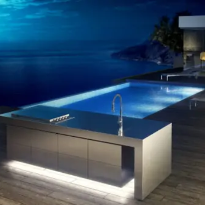 Sleek Altea 316 Calcutta Custom Kitchen Island w bar