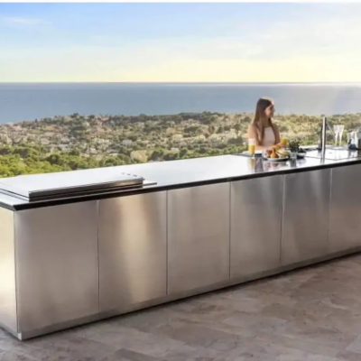 Sleek Aventura 316 Custom Grill Kitchen Calcutta w bar